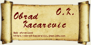 Obrad Kačarević vizit kartica